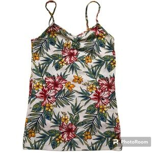Tropical floral print cami tank top size medium 7-9 M No Boundaries NOBO